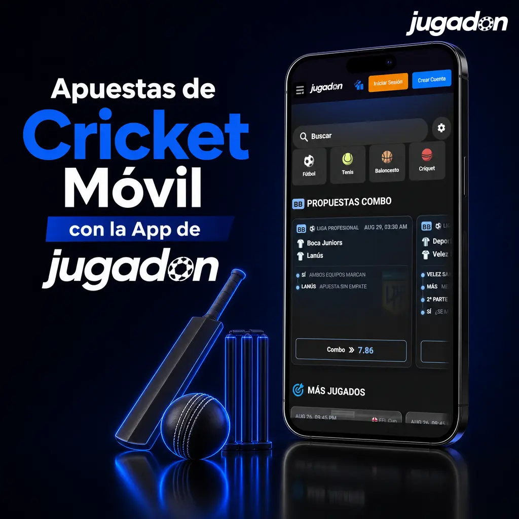 Aplicación móvil de Jugadon para apostar en cricket desde Argentina con acceso a mercados y apuestas en vivo