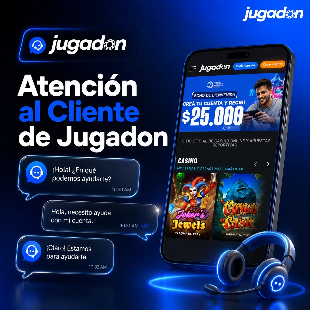 Equipo de atención al cliente de Jugadon con chat en vivo, correo y centro de ayuda disponibles 24/7