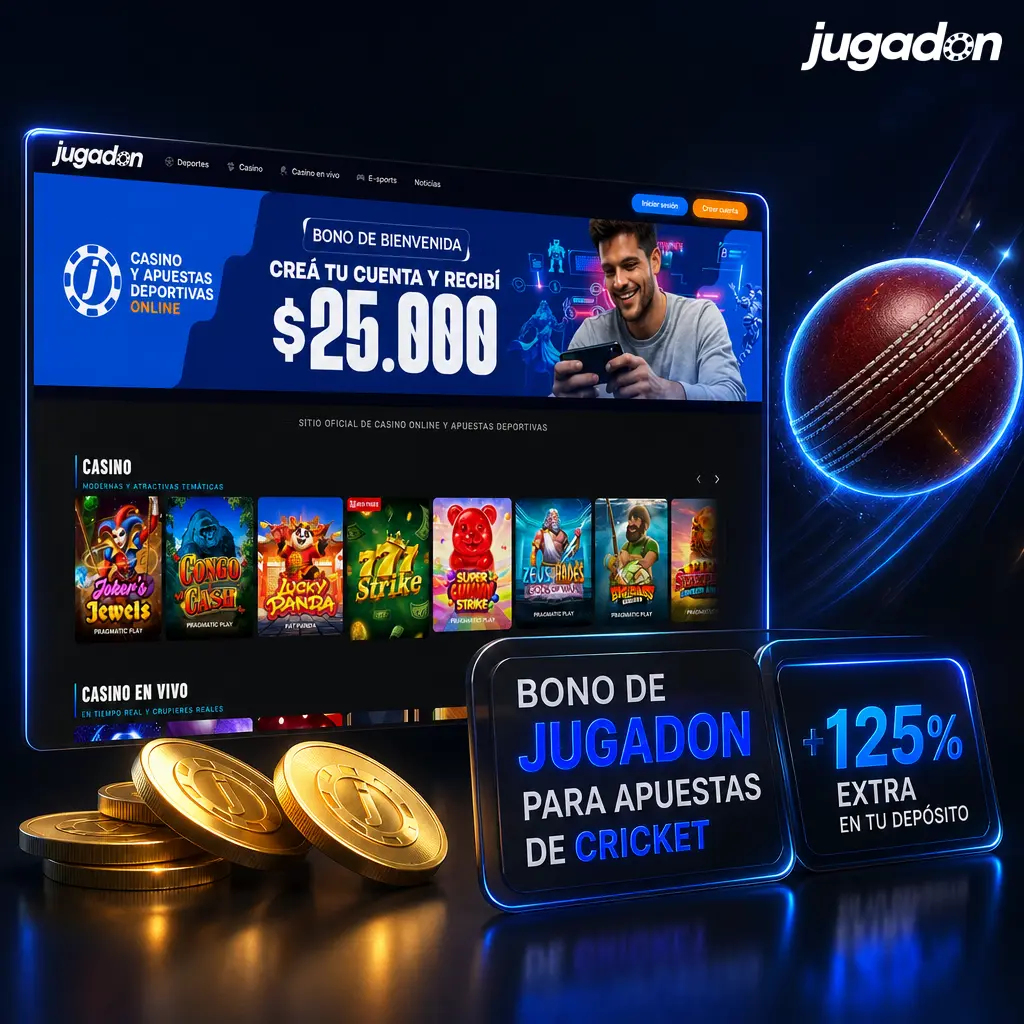 Bono de bienvenida Jugadon 100% hasta AR$500.000 para apuestas de cricket en IPL, ICC y BBL