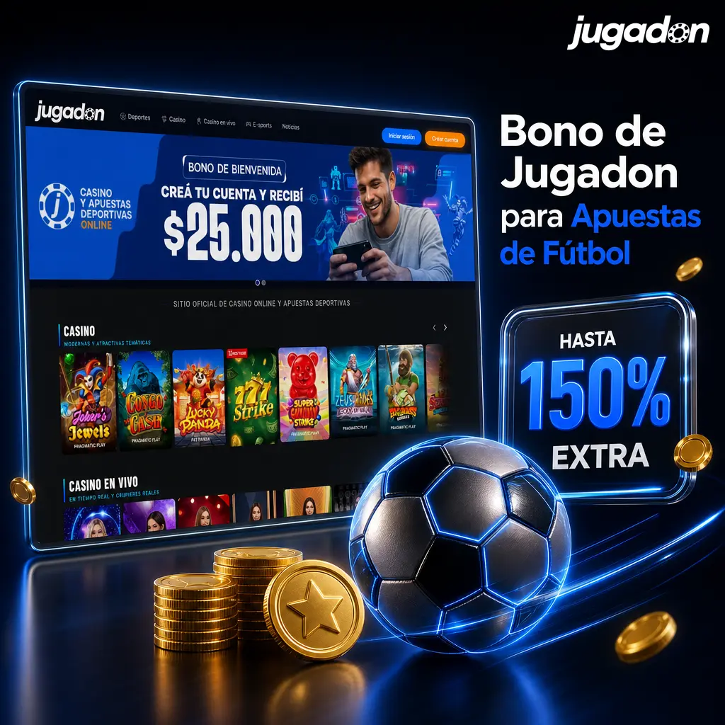 Bono de bienvenida Jugadon: 100% en primer depósito hasta AR$ 500.000 para apuestas de fútbol