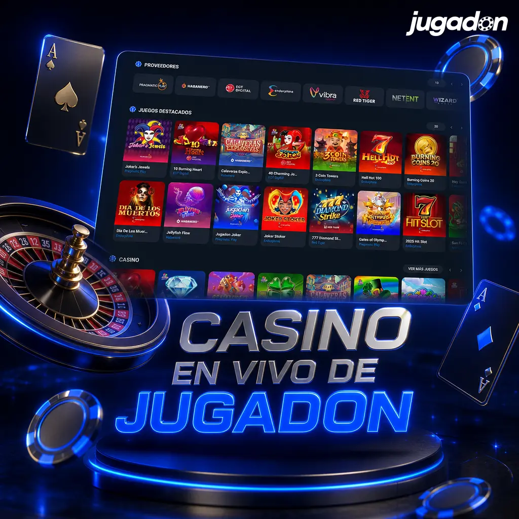 Mesa de casino en vivo de Jugadon con crupier humano en transmisión HD de ruleta, blackjack y baccarat