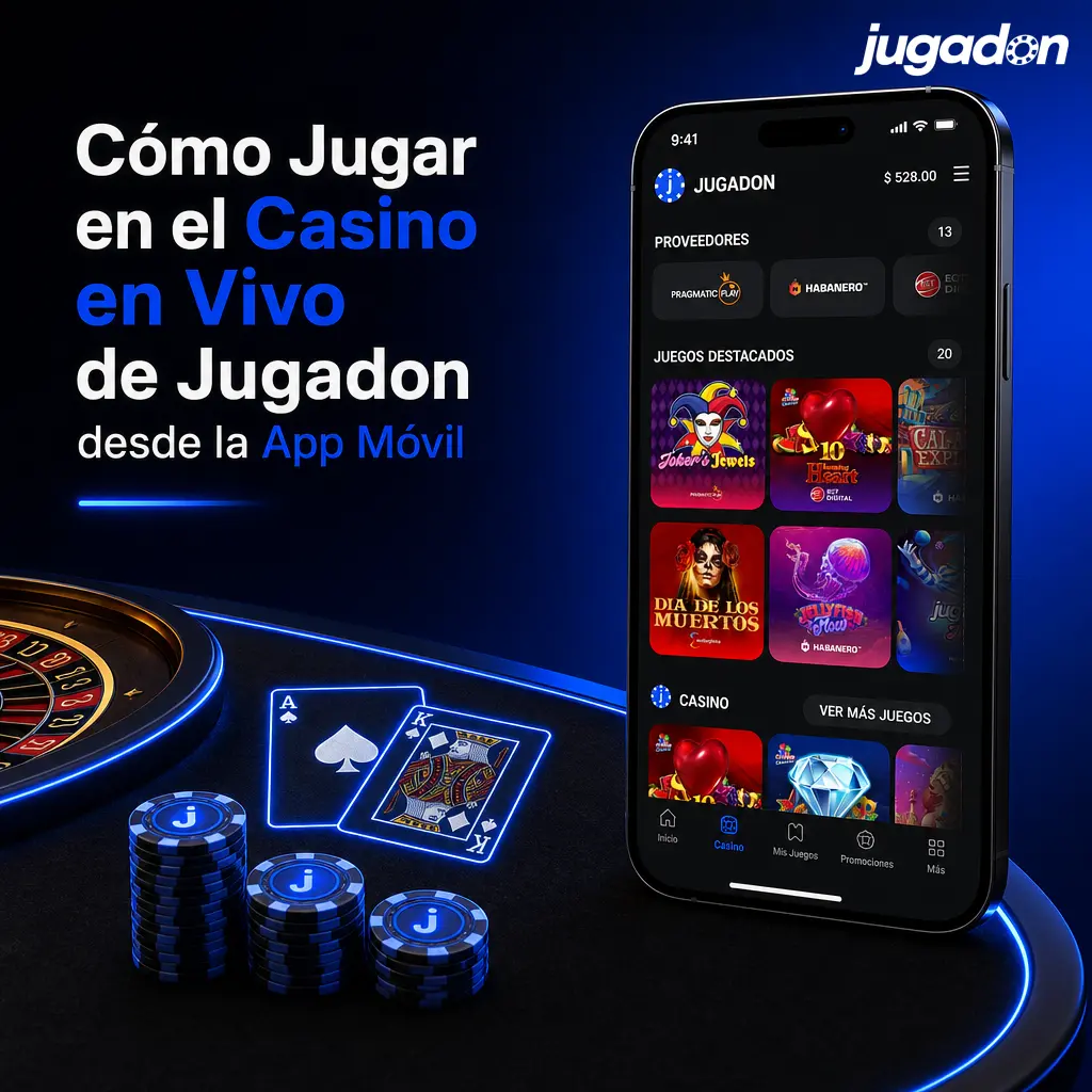 Jugador usando la app móvil de Jugadon para acceder al casino en vivo con transmisión en tiempo real