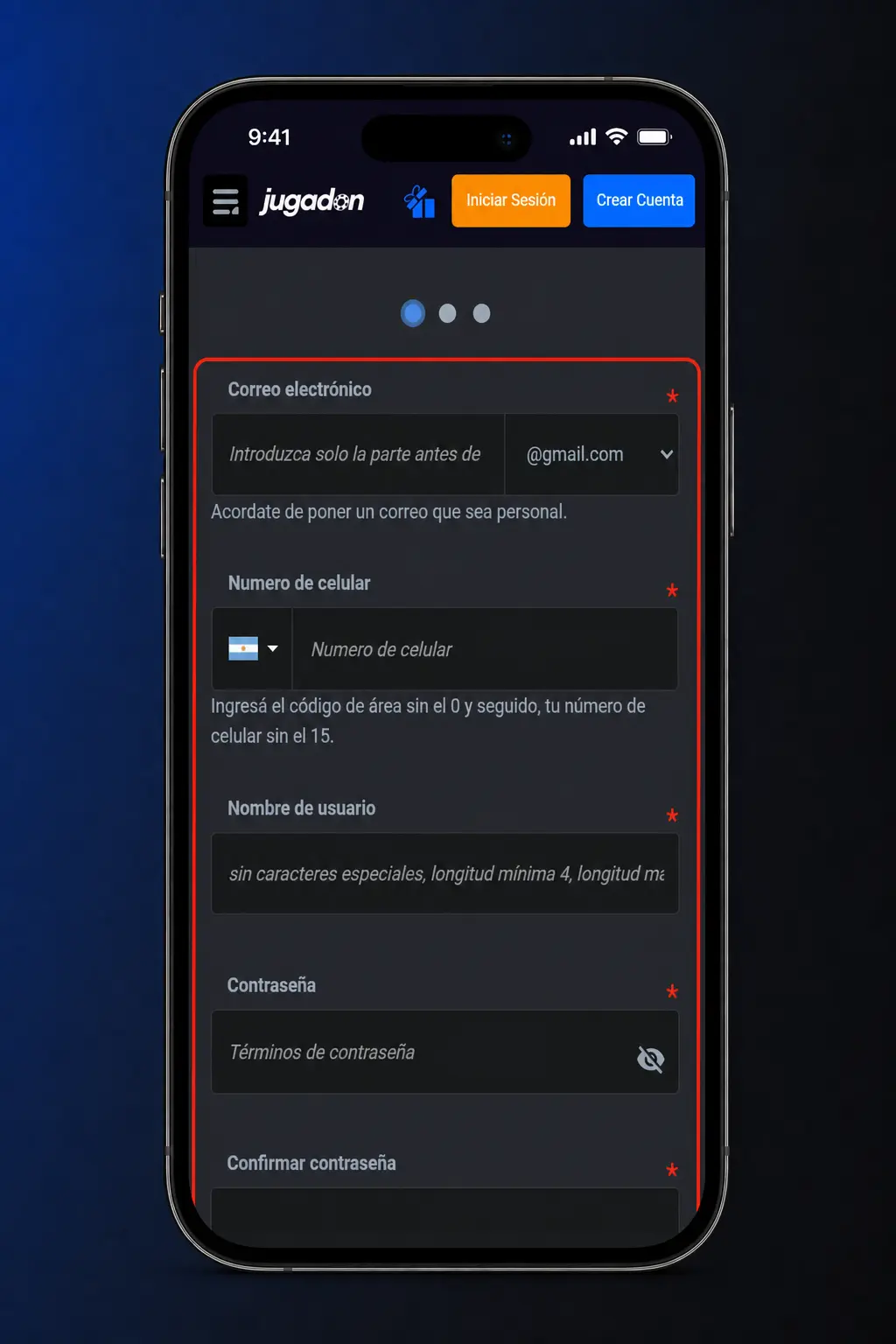 Pasos para registrarse en Jugadon: formulario de cuenta nueva en menos de 5 minutos desde Argentina