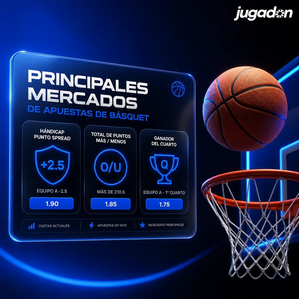 Mercados de apuestas de básquet: handicap, moneyline, over/under, props de jugadores y más en Jugadon