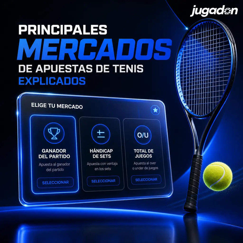 Mercados de apuestas de tenis en Jugadon: ganador, sets, games, hándicap y más opciones disponibles