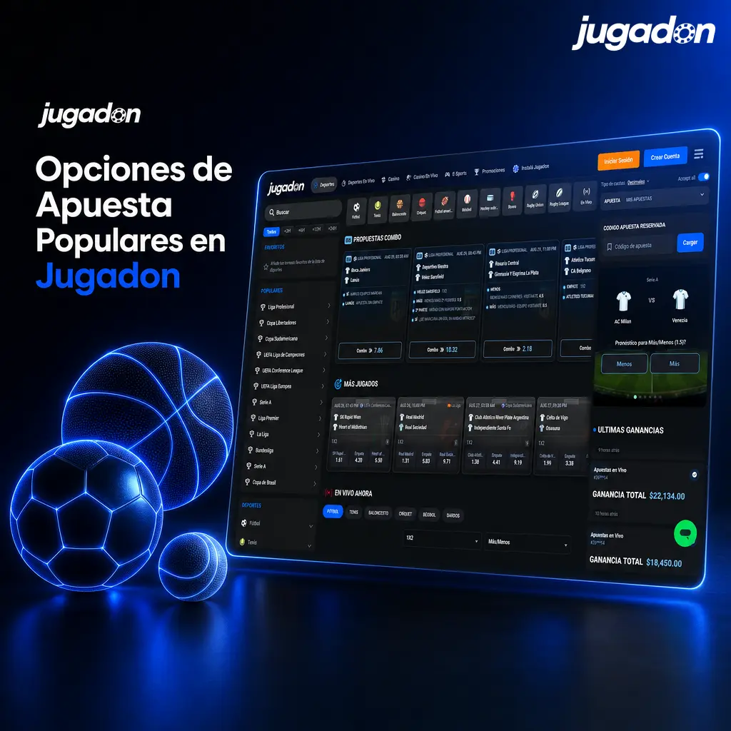 Opciones de apuesta en Jugadon: pre-partido, en vivo y combinadas para jugadores argentinos