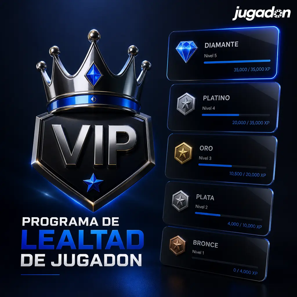 Programa de lealtad Jugadon con niveles Bronce, Plata, Oro, Platino y Diamante para jugadores activos